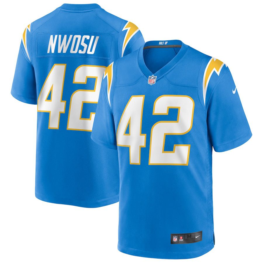 Men Los Angeles Chargers #42 Uchenna Nwosu Nike Powder Blue Game NFL Jersey